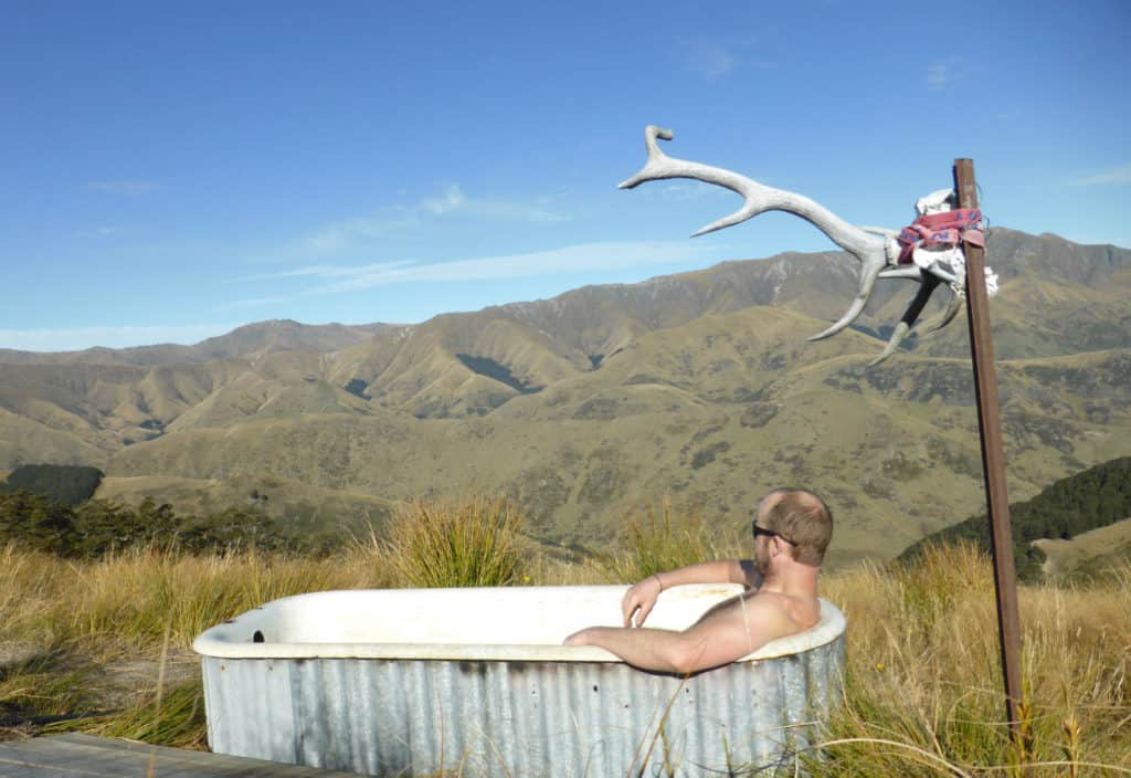 A bath with a view - gas heated at Mud Hut