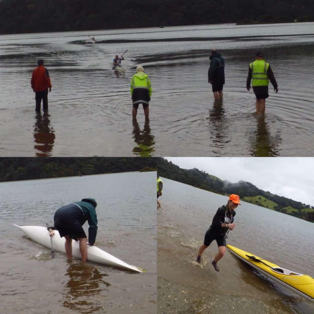 The excitement at the end of the paddle - including falling in!