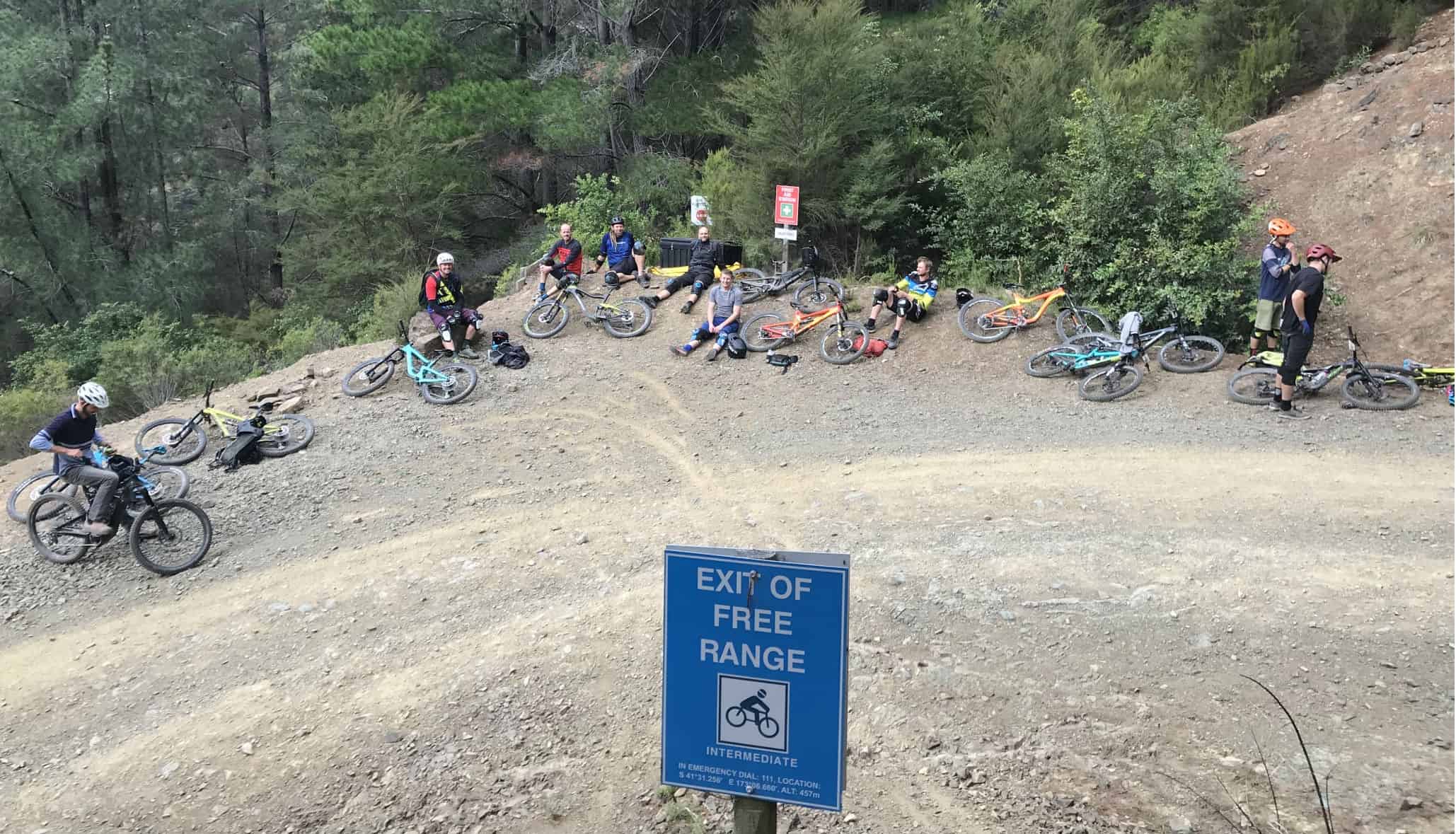 Riders waiting for shuttle at Wairoa Gorge